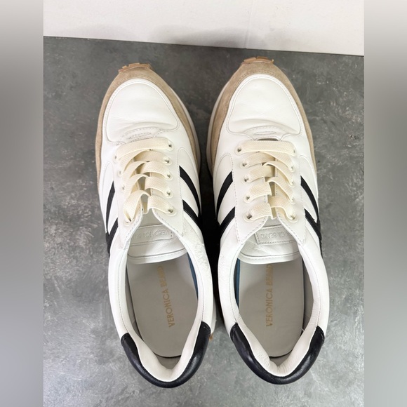 Veronica beard Valentina sneaker white black tan leather suede size 9.5 - Picture 10 of 11